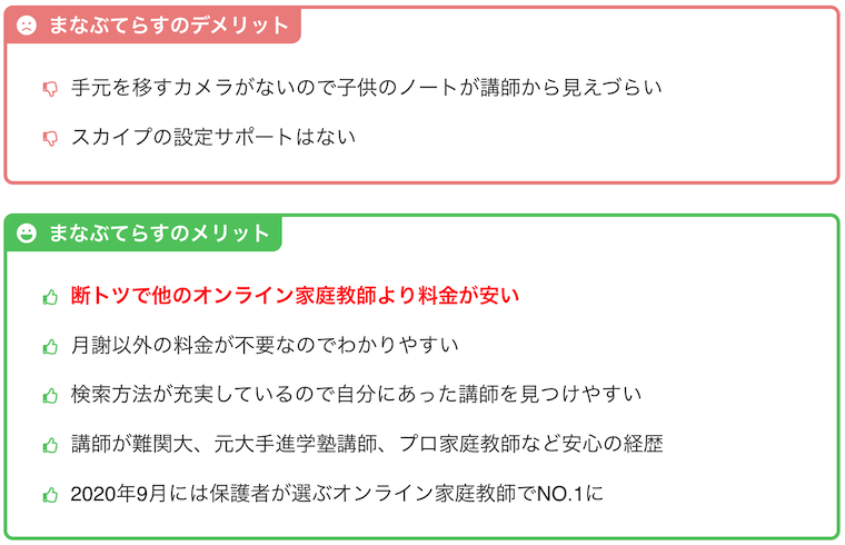 こどもえいごぶさんのまなぶてらす紹介記事のメリットとデメリット